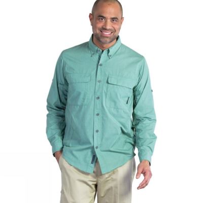 Camisa ExOfficio BugsAway Baja Sur Manga Larga Hombre - Verde Menta - Chile DHQ457389